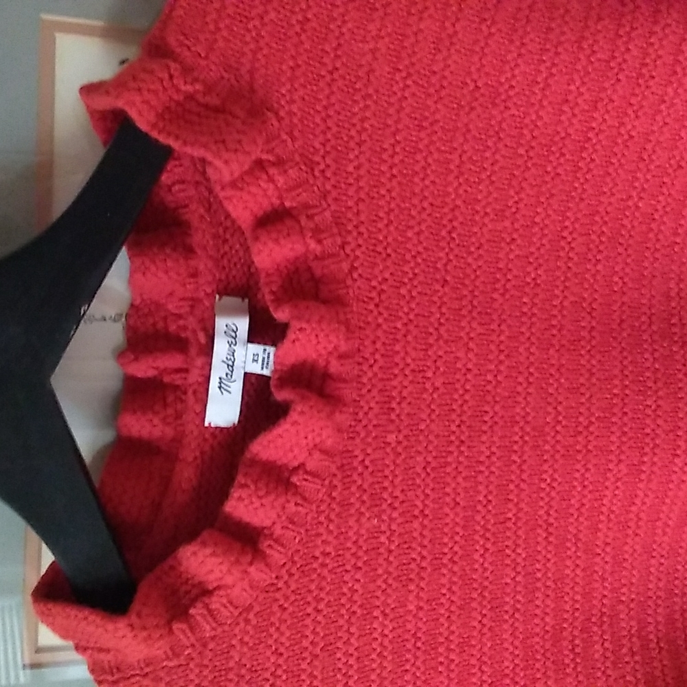 Madewell Ribbed Sweater with Ruffle Collar - Picture 2 of 7